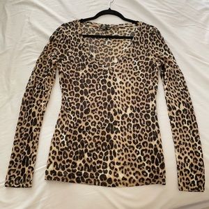Express Cheetah Burnout Long Sleeve Shirt Large